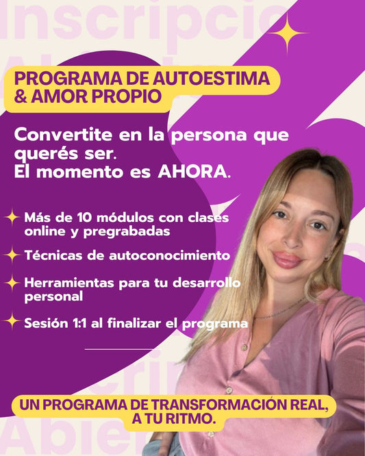 PROGRAMA DE AUTOESTIMA Y AMOR PROPIO  🎥 Curso 100% Grabado - Acceso inmediato