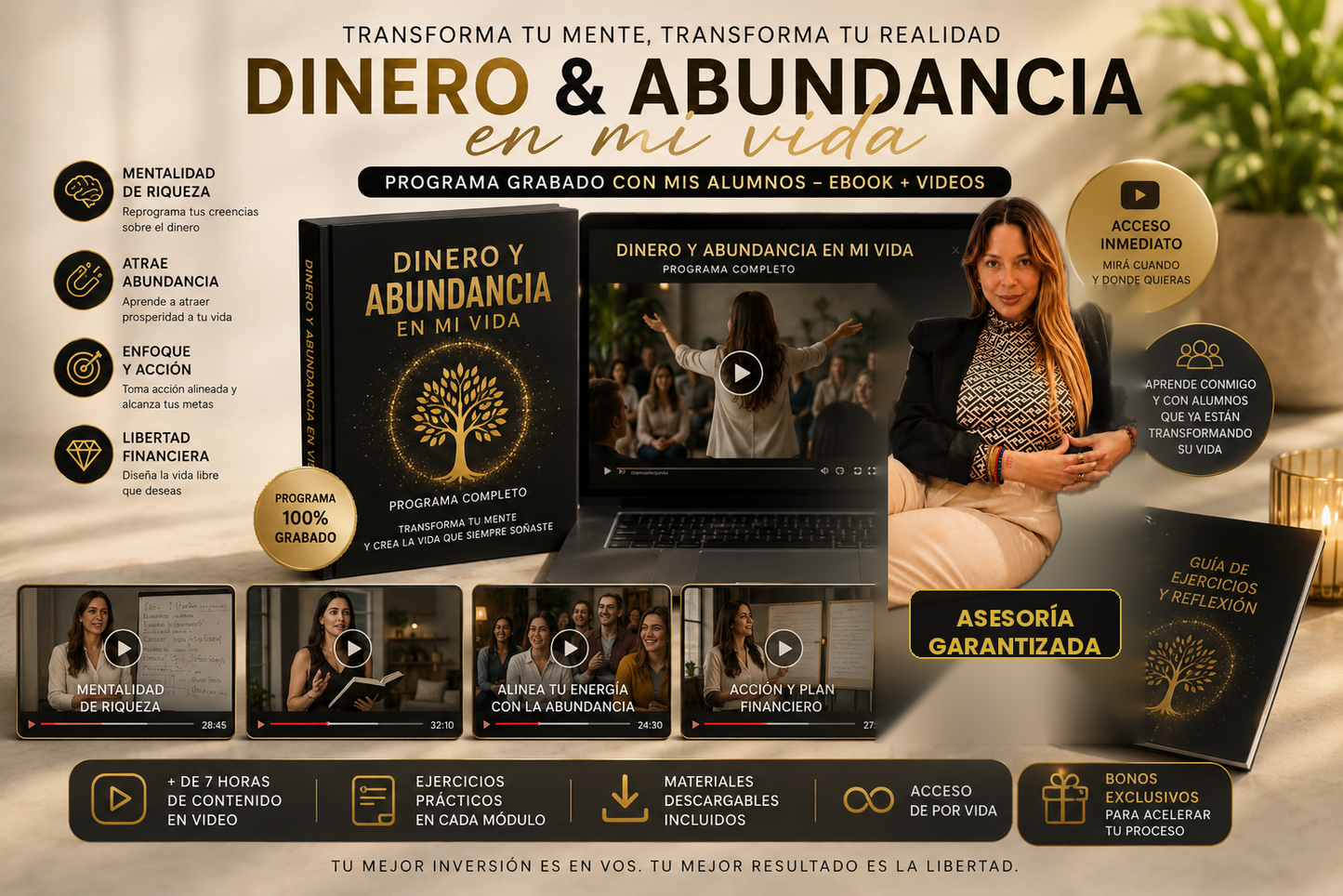 DINERO Y ABUNDANCIA EN MI VIDA 🎥 Curso 100% Grabado - Acceso inmediato + BONOS de🎁